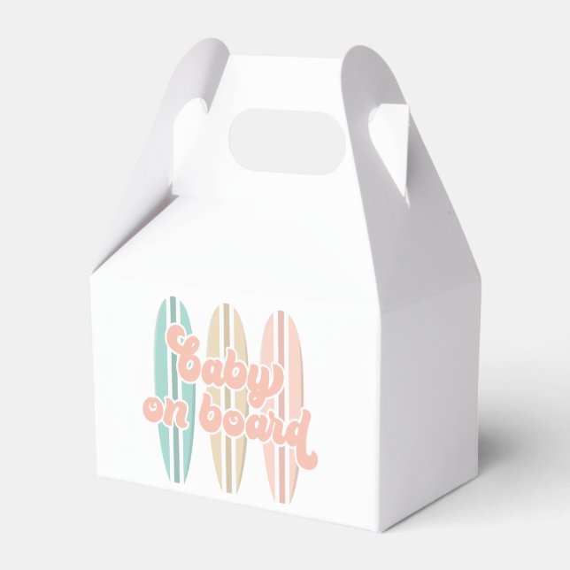 Baby on Board Surfboard Beach Baby Shower Favor Boxes (Front Side)