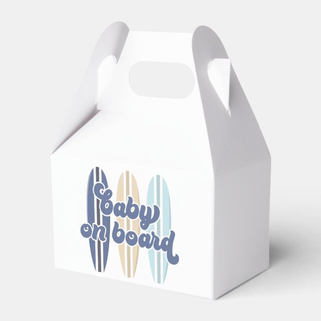 Baby on Board Surfboard Beach Baby Shower Favor Boxes (Front Side)