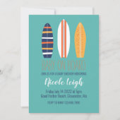 Baby On Board Surfboard Beach Baby Shower Invitation (Front)