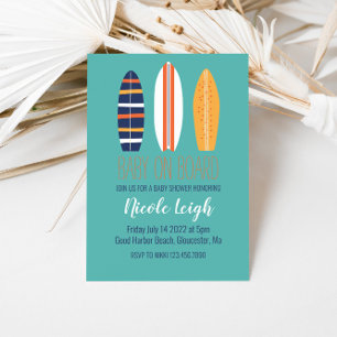 Baby On Board Surfboard Beach Baby Shower Invitation