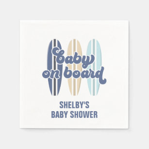 Baby on Board Surfboard Beach Baby Shower Napkins