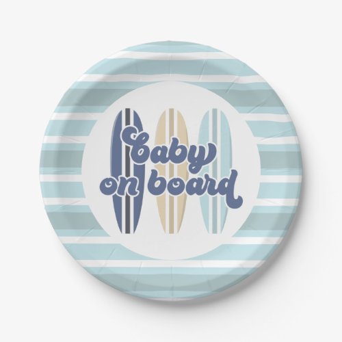 Baby on Board Surfboard Beach Baby Shower Paper Pl Paper Plates