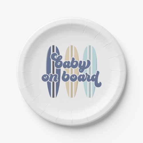 Baby on Board Surfboard Beach Baby Shower Paper Plates