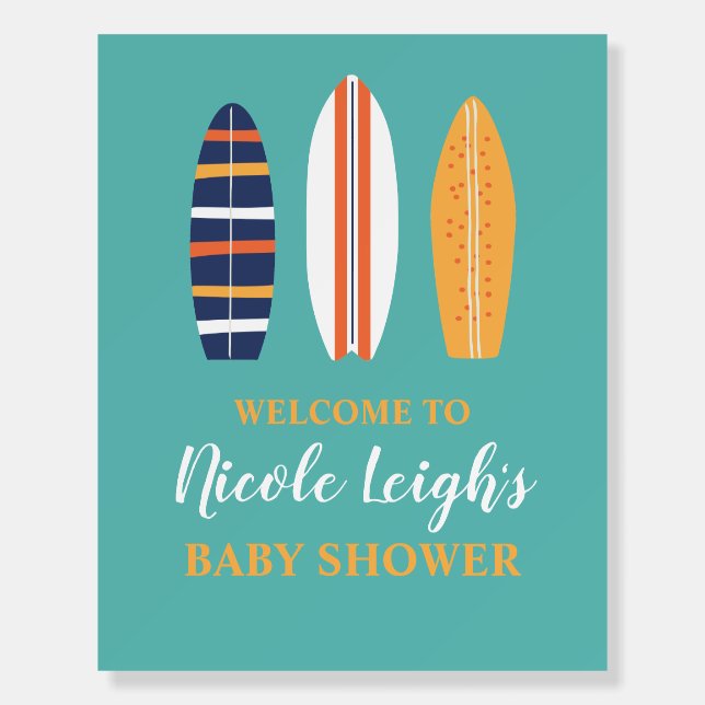 Baby On Board Surfboard Beach Baby Shower Welcome (Front)