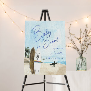 Baby on Board Surfboard Beach Blue Boy Baby Shower