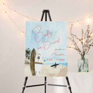 Baby on Board Surfboard Beach Pink Baby Shower