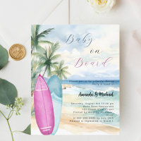 Baby on Board surfboard girl boy Gender Reveal