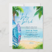 Baby on Board Surfboard Ocean Beach Baby Shower Invitation (Front)
