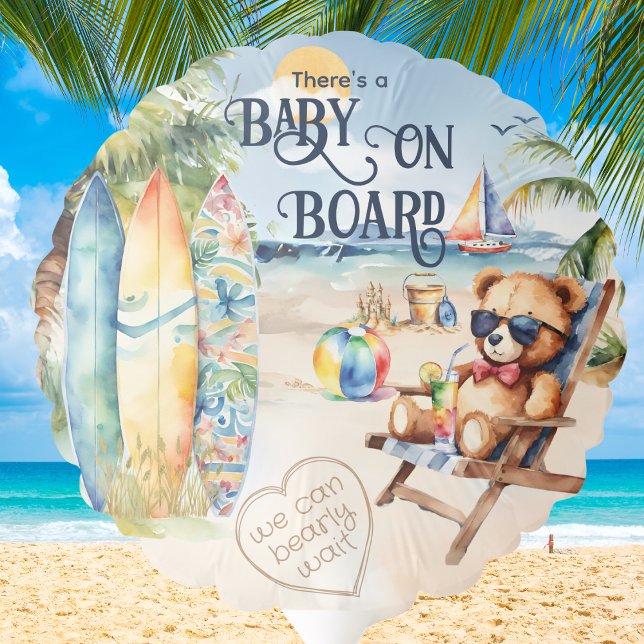 Baby On Board Surfboard Teddy Bear Baby Shower Balloon (Creator Uploaded)