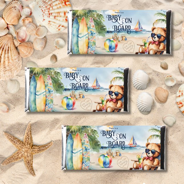 Baby On Board Surfboard Teddy Bear Baby Shower Hershey Bar Favors (Creator Uploaded)