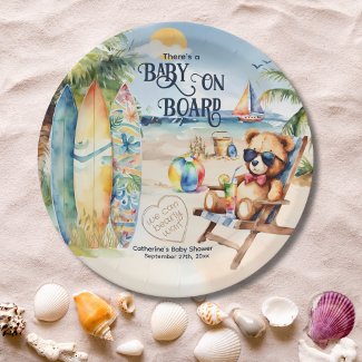 Baby On Board Surfboard Teddy Bear Baby Shower