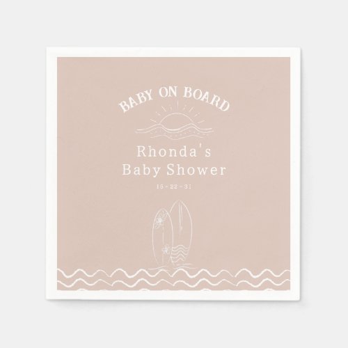 Baby On Board Surfing Baby Shower Napkins