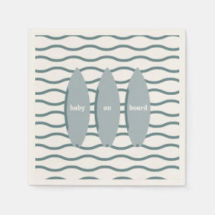 "Baby On Board" Surfing Baby Shower Ocean Theme Napkins