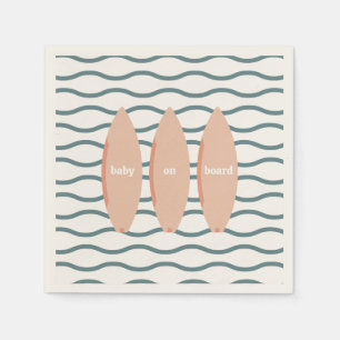 "Baby On Board" Surfing Baby Shower Ocean Theme Napkins