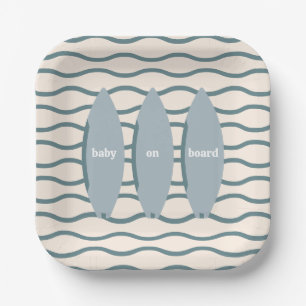 "Baby On Board" Surfing Baby Shower Ocean Theme Paper Plates