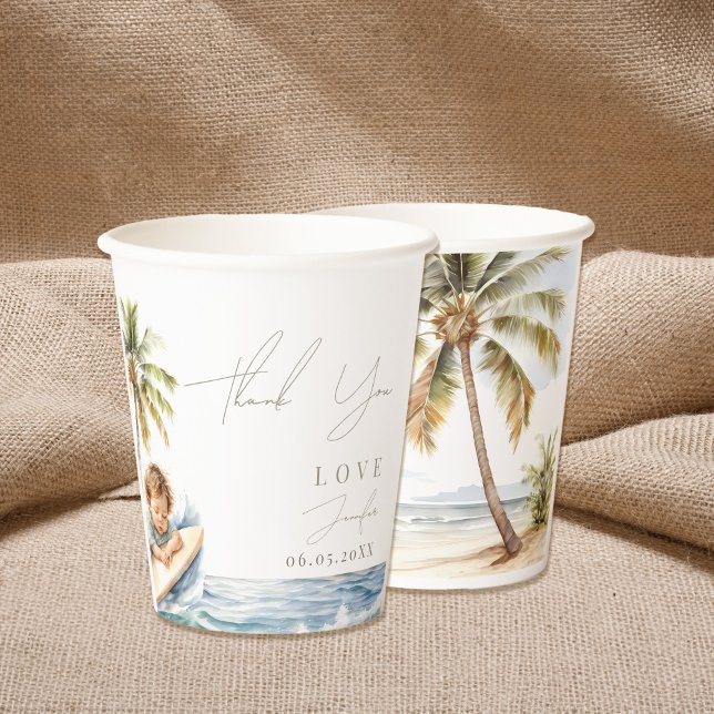 Baby on Board, surfing Baby Shower Paper Cups (Creator Uploaded)