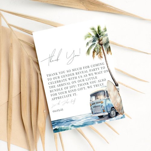 Baby on Board Surfing Baby Shower Thank You Card