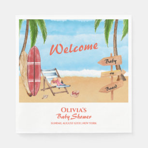 Baby On Board Surfing Baby Shower Welcome Napkins