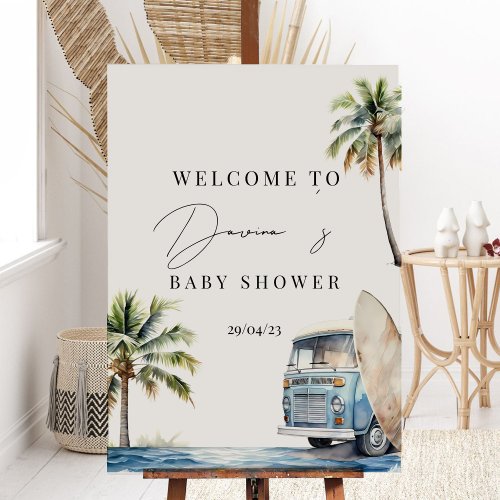 Baby on Board Surfing Baby Shower Welcome Sign