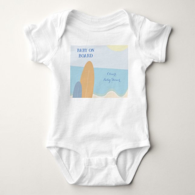 Baby on Board Surfing Beach Baby Shower  Bodysuit (Front)