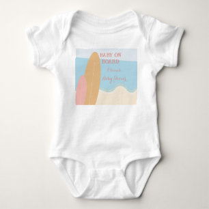 Baby on Board Surfing Beach Baby Shower Bodysuit