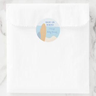 Baby on Board Surfing Beach Baby Shower Classic Round Sticker