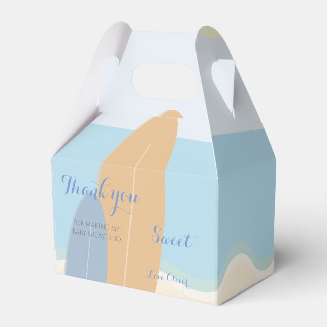 Baby on Board Surfing Beach Baby Shower Favor Boxes (Front Side)