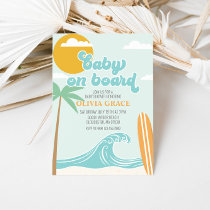 Baby on Board Surfing Beach Baby Shower Invitation