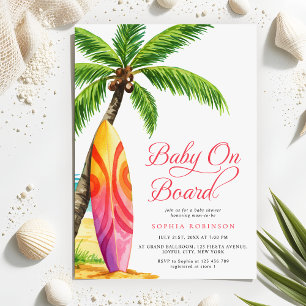 Baby on Board Surfing BEACH Baby Shower Invitation
