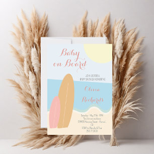 Baby on Board Surfing Beach Baby Shower Invitation
