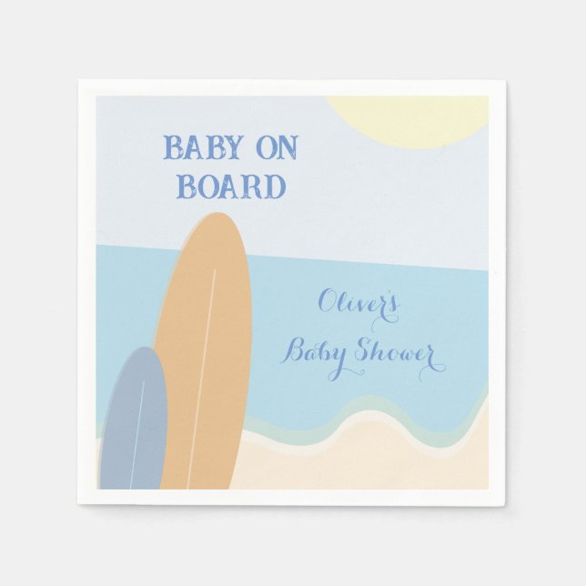 Baby on Board Surfing Beach Baby Shower  Napkins (Front)