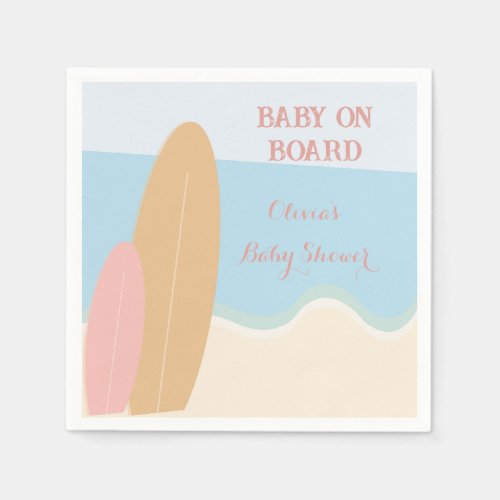 Baby on Board Surfing Beach Baby Shower  Napkins