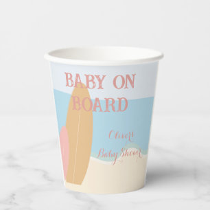 Baby on Board Surfing Beach Baby Shower Paper Cups