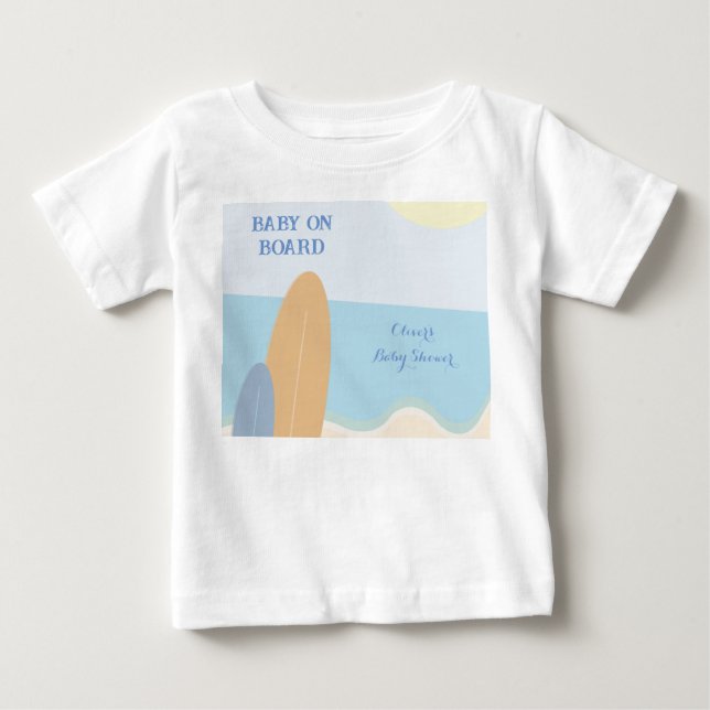 Baby on Board Surfing Beach Baby Shower  T-Shirt (Front)