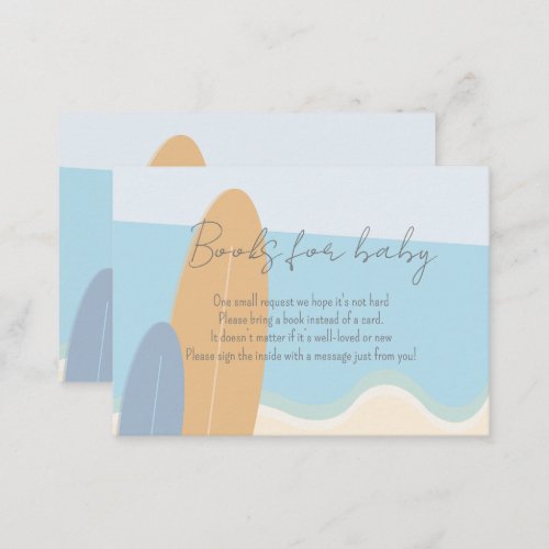 Baby on Board Surfing Beach Books For Baby Shower Enclosure Card
