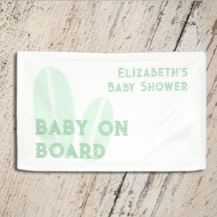 Baby On Board Surfing Beach Watercolor Baby Shower Banner