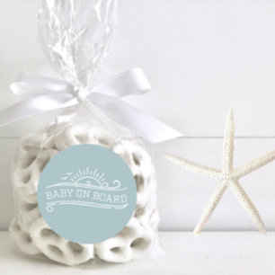 Baby On Board Surfing Blue Baby Shower Classic Round Sticker