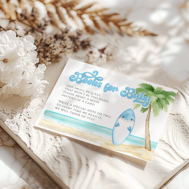 Baby on Board Surfing Boy Baby Shower Books Enclosure Card (Creator Uploaded)