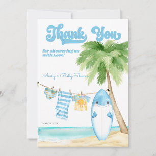 Baby on Board Surfing Boy Baby Shower Thank You Card