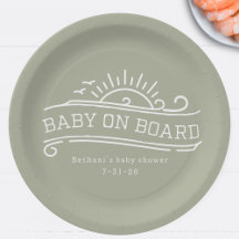 Baby On Board Surfing Green Baby Shower