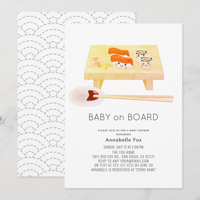 Baby on Board Sushi Baby Shower Invitation (Front/Back)