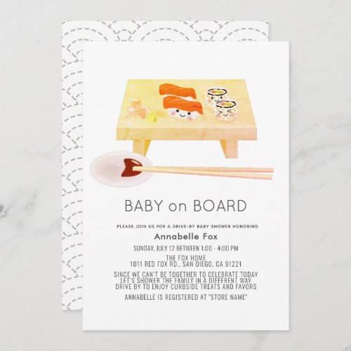 Baby on Board Sushi Drive_by Baby Shower Invitation