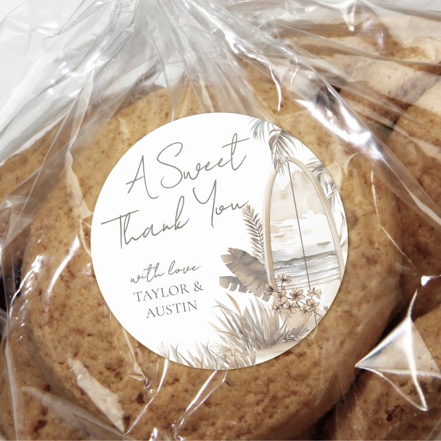 Baby On Board Thank You Beach Baby Shower Classic Round Sticker (Baby On Board Thank You Beach Baby Shower Classic Round Sticker)