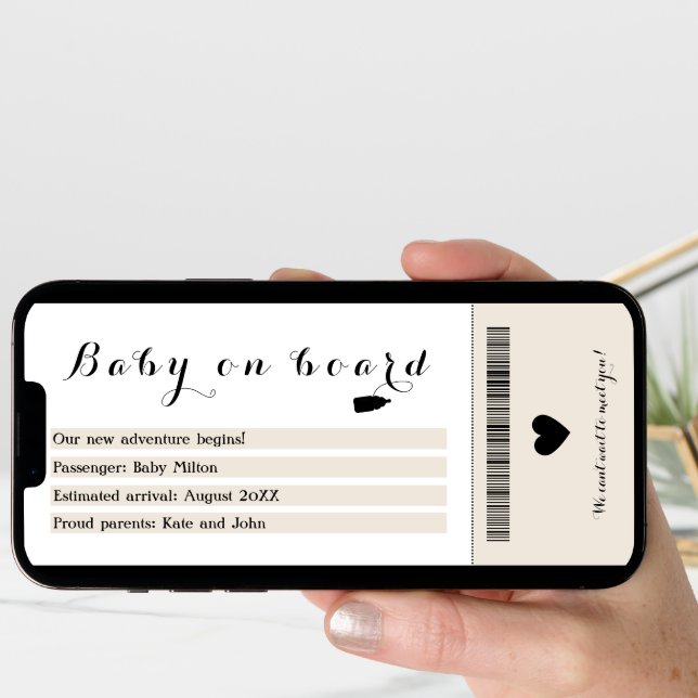 Baby On Board Travel Boarding Pass Pregnancy Announcement (Front Digital)