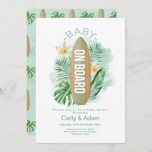 Baby on Board Tropical Palm Baby Shower Invitation