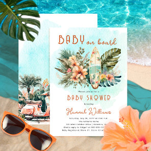 Baby on Board Tropical Surf Neutral Baby Shower Invitation