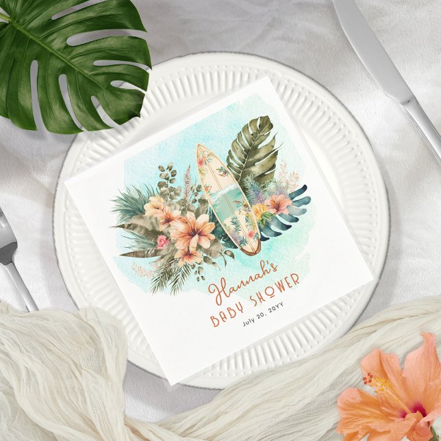 Baby on Board Tropical Surf Neutral Baby Shower Napkins (Creator Uploaded)