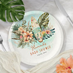 Baby on Board Tropical Surf Neutral Baby Shower Paper Plates<br><div class="desc">Gender neutral baby shower invitation design which works great for a boy or girl. Features a boho tropical exotic botanical surfer scene with a summer surfboard surfing theme including hibiscus floral and monstera and palm greenery. Design has an ocean beach town vibe in shades of peach, blush pink, terracotta and...</div>