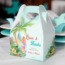 Baby on board tropical surfing baby shower thank favor boxes