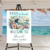 Baby on Board Tropical Surfing Floral Baby Shower